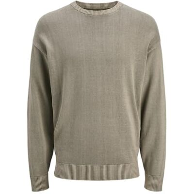 JACK & JONES Jjecharge Faded Knit Crew Neck Noos, Silversalvia, M JACK & JONES Jjecharge Faded Knit Crew Neck Noos, Silversalvia, M