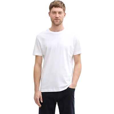 TOM TAILOR basic herr-t-shirt med logotypbroderi, 20000 – vit, XXL TOM TAILOR basic herr-t-shirt med logotypbroderi, 20000 – vit, XXL