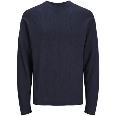 JACK & JONES JPRCCSPRING perfekt stickad crew neck, natthimmel, S JACK & JONES JPRCCSPRING perfekt stickad crew neck, natthimmel, S