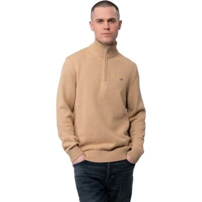 GANT Casual bomull halv dragkedja, Khaki Mel, XL GANT Casual bomull halv dragkedja, Khaki Mel, XL