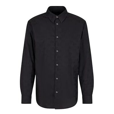 Giorgio Armani The Grid, All Over Tonal-logo skjorta, svart, XS Giorgio Armani The Grid, All Over Tonal-logo skjorta, svart, XS