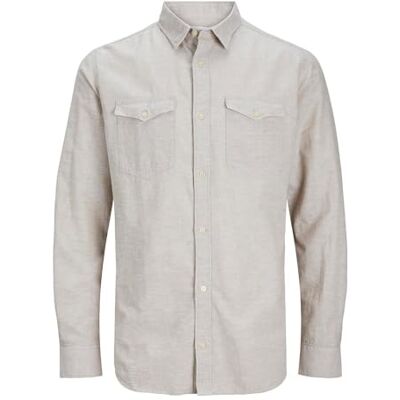 JACK & JONES Jcosheridan linne Blend skjorta Ls långärmad skjorta, Porslin, L JACK & JONES Jcosheridan linne Blend skjorta Ls långärmad skjorta, Porslin, L