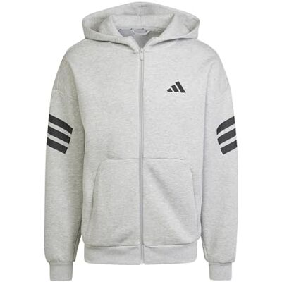 adidas Mezczyzni FUTURE ICONS THREE STRIPES FULL-ZIP HOODIE, medium grey heather, XS adidas Mezczyzni FUTURE ICONS THREE STRIPES FULL-ZIP HOODIE, medium grey heather, XS