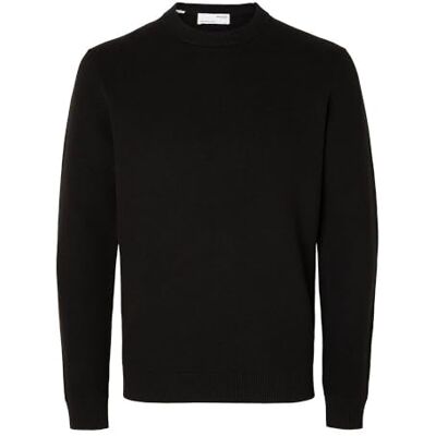 SELECTED HOMME SELETED HOMME Herr Slhdane Ls Knit Structure Crew Neck Noos stickad tröja, svart, L SELECTED HOMME SELETED HOMME Herr Slhdane Ls Knit Structure Crew Neck Noos stickad tröja, svart, L