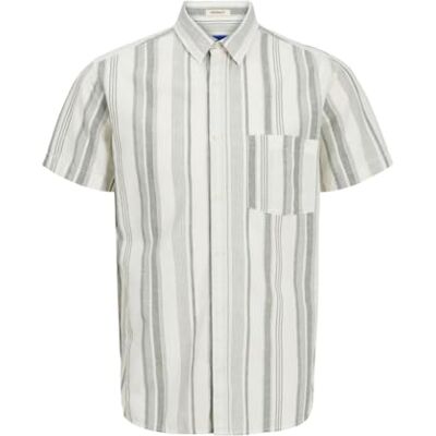 JACK & JONES JORLINEN Blend Stripe Shirt SS STYD24, Laurelkrans, M JACK & JONES JORLINEN Blend Stripe Shirt SS STYD24, Laurelkrans, M