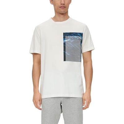 s.Oliver Kortärmad T-shirt för män, Vit, XL s.Oliver Kortärmad T-shirt för män, Vit, XL