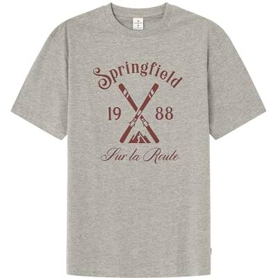 Springfield Herr T-shirt, gråmelerad, S, Gråmelerad, S Springfield Herr T-shirt, gråmelerad, S, Gråmelerad, S