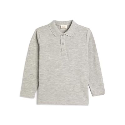 Koton pojkar piké långärmad knapp detalj t-shirt, Grå (031), 5-6 år Koton pojkar piké långärmad knapp detalj t-shirt, Grå (031), 5-6 år