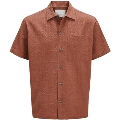 JACK & JONES Jprcceaston Seersucker S/S skjorta, redwood burl, M JACK & JONES Jprcceaston Seersucker S/S skjorta, redwood burl, M
