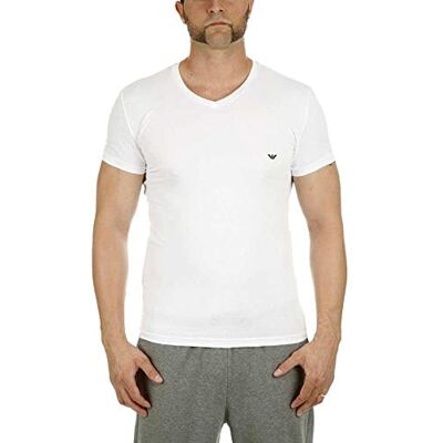 Giorgio Armani T-shirt för män, ikonisk logotyp, pyjamasöverdel, Vit 2, XL Giorgio Armani T-shirt för män, ikonisk logotyp, pyjamasöverdel, Vit 2, XL
