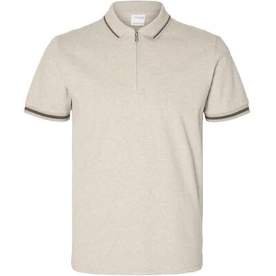 SELECTED HOMME pikétröja för män dragkedja, Ren kashmir, L SELECTED HOMME pikétröja för män dragkedja, Ren kashmir, L
