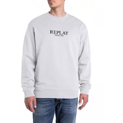 Replay herr regular fit sweatshirt av bomull, 011 Naturligt vitt, L Replay herr regular fit sweatshirt av bomull, 011 Naturligt vitt, L