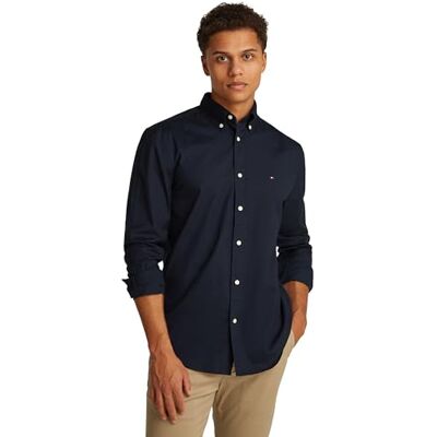 Tommy Hilfiger herr CORE Flex POPLIN solid RF-skjorta MW0MW39988 L/S skjorta, blå, L, Blå (ökenhimmel), L Tommy Hilfiger herr CORE Flex POPLIN solid RF-skjorta MW0MW39988 L/S skjorta, blå, L, Blå (ökenhimmel), L