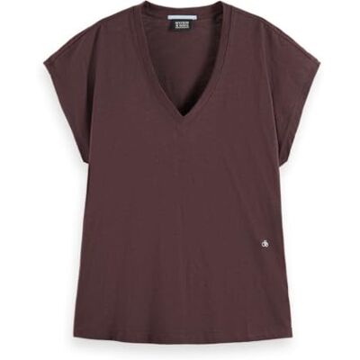 Scotch & Soda Slub V-ringad T-shirt, Choklad U290, S Scotch & Soda Slub V-ringad T-shirt, Choklad U290, S