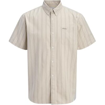 JACK & JONES Jjdevin randig skjorta Ss, Moonbeam, M JACK & JONES Jjdevin randig skjorta Ss, Moonbeam, M