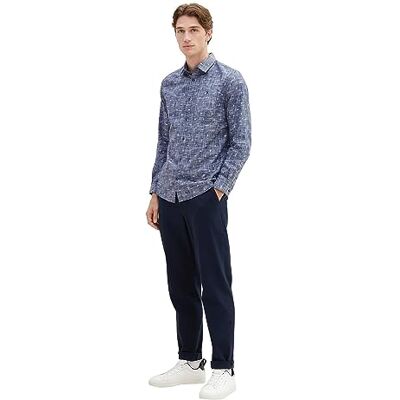 TOM TAILOR herr regular fit poplinskjorta med prickmönster, 32319-navy off white diamond design, S TOM TAILOR herr regular fit poplinskjorta med prickmönster, 32319-navy off white diamond design, S