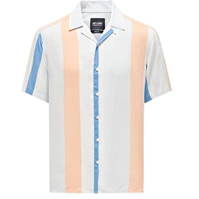 Only & Sons Onswayne Life Reg Stripe viskos skjorta skjorta, persikozar, XS Only & Sons Onswayne Life Reg Stripe viskos skjorta skjorta, persikozar, XS