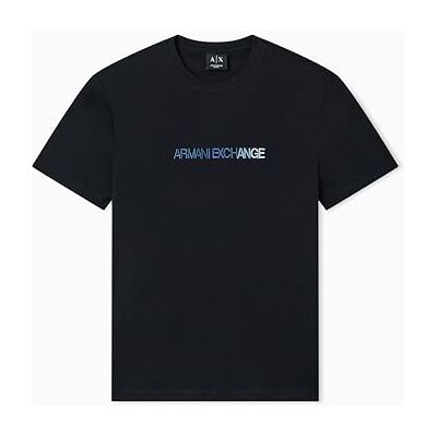 Giorgio Armani Men's 3D broderad flerfärgad logo t-shirt, blå, L Giorgio Armani Men's 3D broderad flerfärgad logo t-shirt, blå, L
