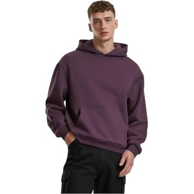 Urban Classics Huvtröja för män, fluffig huvtröja, avslappnad huvtröja för män, oversize passform, storlekar S–5XL, Plumpurple, XXL Urban Classics Huvtröja för män, fluffig huvtröja, avslappnad huvtröja för män, oversize passform, storlekar S–5XL, Plumpurple, XXL