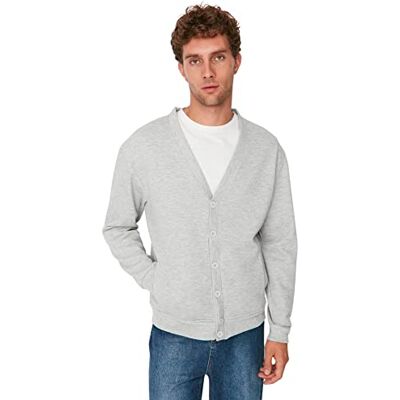 Trendyol Herr normal passform bas V-hals stickad kofta, grå, XL, Grå, XL Trendyol Herr normal passform bas V-hals stickad kofta, grå, XL, Grå, XL