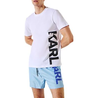 KARL LAGERFELD Karl Vertikal logotyp t-shirt män strandkläder topp vit XL, Vit, XL KARL LAGERFELD Karl Vertikal logotyp t-shirt män strandkläder topp vit XL, Vit, XL