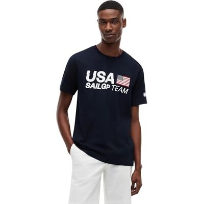 Tommy Hilfiger herr US SAILGP logo TEE MW0MW45089 S/S t-shirt, blå, XL Tommy Hilfiger herr US SAILGP logo TEE MW0MW45089 S/S t-shirt, blå, XL