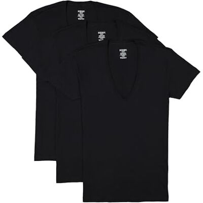 2(X)IST 2(X) IST Män Essential bomull Slim Fit djup V-hals T-shirt 3-pack baslager topp, Nysvart, L 2(X)IST 2(X) IST Män Essential bomull Slim Fit djup V-hals T-shirt 3-pack baslager topp, Nysvart, L