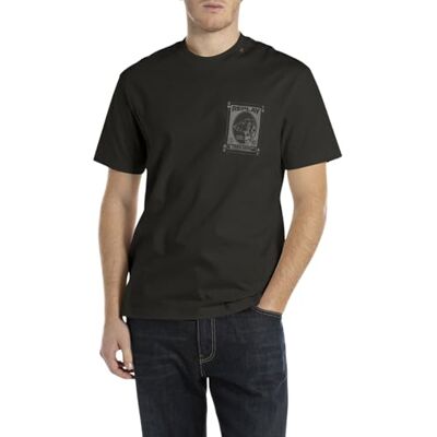 Replay T-shirt för män avslappnad passform av bomull, 098 svart, XXL Replay T-shirt för män avslappnad passform av bomull, 098 svart, XXL