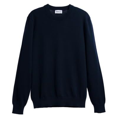 Diana Studio , Marinblå stickad krage för män, 100% bomull, långa ärmar, storlek XL, normal passform, Marinblå, XL Diana Studio , Marinblå stickad krage för män, 100% bomull, långa ärmar, storlek XL, normal passform, Marinblå, XL