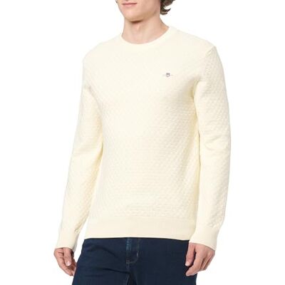 GANT Micro textur C-hals, kräm, 3XL GANT Micro textur C-hals, kräm, 3XL