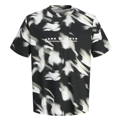 JACK & JONES Jcorecharge Aop Tee Ss Crew Neck, svart, XL JACK & JONES Jcorecharge Aop Tee Ss Crew Neck, svart, XL