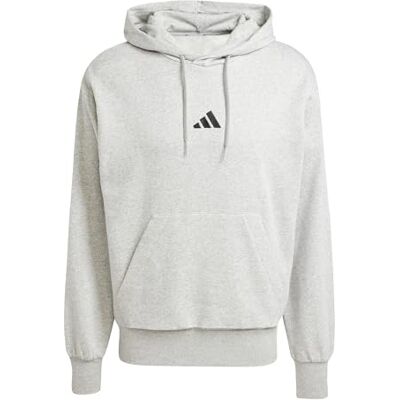 adidas herr Essentials Feelcozy Fleece Hoodie Sweatshirt, medium grey heather/black, S adidas herr Essentials Feelcozy Fleece Hoodie Sweatshirt, medium grey heather/black, S