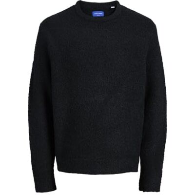 JACK & JONES Jormeadows stickad boucle crew neck, svart, S JACK & JONES Jormeadows stickad boucle crew neck, svart, S