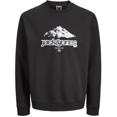 JACK & JONES Jcoflare främre tryck sweat crew neck, svart, M JACK & JONES Jcoflare främre tryck sweat crew neck, svart, M