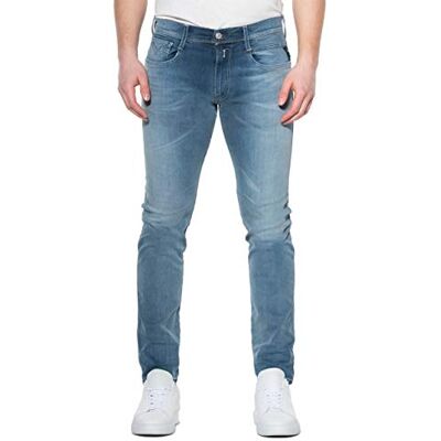 Replay Herrjeans Anbass Slim Fit Hyperflex med stretch, Medium blå 009-1, 33W / 36L Replay Herrjeans Anbass Slim Fit Hyperflex med stretch, Medium blå 009-1, 33W / 36L