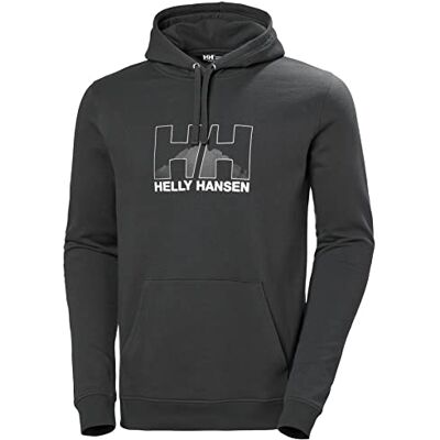 Helly Hansen Män Nord grafisk pullover huvtröja, Ebenholts, S Helly Hansen Män Nord grafisk pullover huvtröja, Ebenholts, S