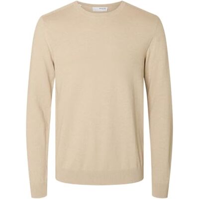 SELECTED HOMME Herr Slhberg Crew Neck Noos stickad tröja, havregryn/detalj: melerad, L SELECTED HOMME Herr Slhberg Crew Neck Noos stickad tröja, havregryn/detalj: melerad, L