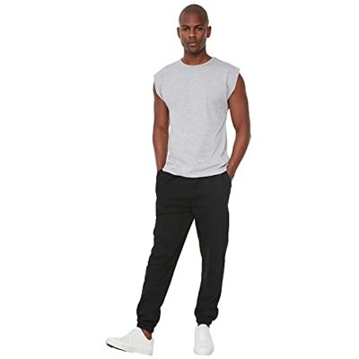 Trendyol Herr grå manlig basic regelbunden passform 100% bomull rund krage noll ärm idrottare t-shirt, grå, liten Trendyol Herr grå manlig basic regelbunden passform 100% bomull rund krage noll ärm idrottare t-shirt, grå, liten