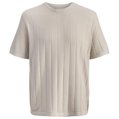 JACK & JONES Jjebradley Knit Tee Ss Sn, Moonbeam, M JACK & JONES Jjebradley Knit Tee Ss Sn, Moonbeam, M