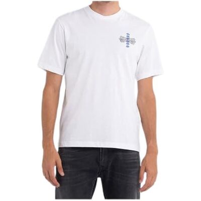 Replay Herr M6339 T-shirt, 001 vit, S Replay Herr M6339 T-shirt, 001 vit, S