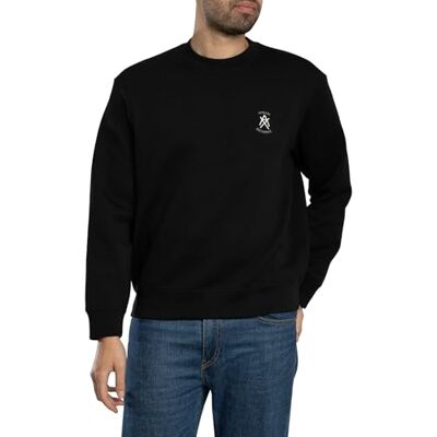 Giorgio Armani Men's One Block up, färgkontrast broderad logotyp, tröja, svart, L Giorgio Armani Men's One Block up, färgkontrast broderad logotyp, tröja, svart, L