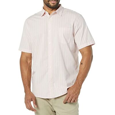 Amazon Essentials kortärmad stretch-poplin-skjorta för män (finns i stora och långa), rosa rand, Small Amazon Essentials kortärmad stretch-poplin-skjorta för män (finns i stora och långa), rosa rand, Small