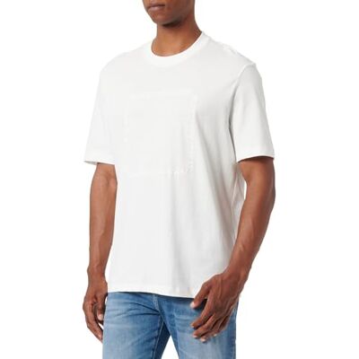 Giorgio Armani The Grid, Sustainable, Embossed Logo Lettering T-shirt, Vit, XS Giorgio Armani The Grid, Sustainable, Embossed Logo Lettering T-shirt, Vit, XS