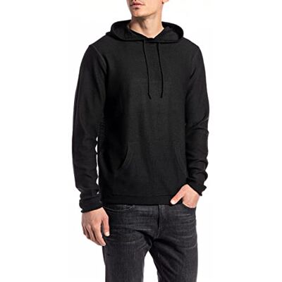 Replay herr hoodie, 098 svart, S Replay herr hoodie, 098 svart, S