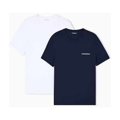 Giorgio Armani Herr eco viskos 2-pack rund hals t-shirt blå L anpassad passform, BLÅ, L Giorgio Armani Herr eco viskos 2-pack rund hals t-shirt blå L anpassad passform, BLÅ, L