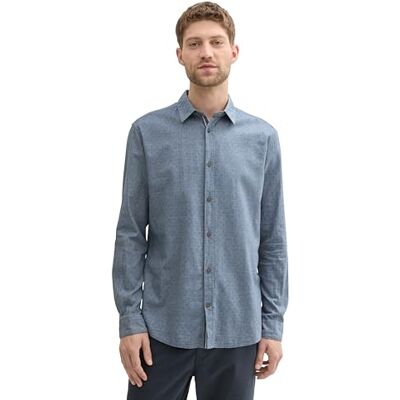 TOM TAILOR herrskjorta, 36023 – Mid Blue Circle Design, XXL TOM TAILOR herrskjorta, 36023 – Mid Blue Circle Design, XXL