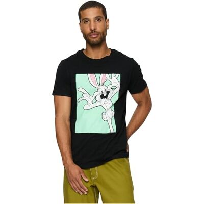 MERCHCODE Herr T-shirt Looney Tunes Bugs Bunny Funny Face Tee Regular Fit, Cotton 100%, S, svart, S MERCHCODE Herr T-shirt Looney Tunes Bugs Bunny Funny Face Tee Regular Fit, Cotton 100%, S, svart, S
