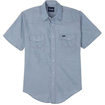Wrangler Western kortärmad snap-arbetsskjorta för män, Chambray, M Wrangler Western kortärmad snap-arbetsskjorta för män, Chambray, M