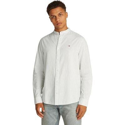Tommy Jeans herr TJM LINEN MIX BND STP SHRT EXT L/S skjorta, vit, XL, Vit (Ecru Stripes), XL Tommy Jeans herr TJM LINEN MIX BND STP SHRT EXT L/S skjorta, vit, XL, Vit (Ecru Stripes), XL