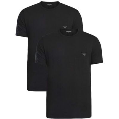Giorgio Armani mäns Core logotypband 2-pack rund hals t-shirt, svart, XL, normal, Svart/Svart, XL Giorgio Armani mäns Core logotypband 2-pack rund hals t-shirt, svart, XL, normal, Svart/Svart, XL